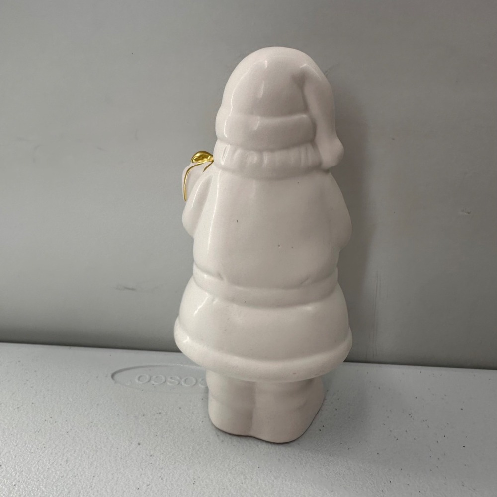 White‎ Ceramic Santa Clause Figurine Gold Accents 8 Inch Christmas Holiday Decor - Picture 3 of 11